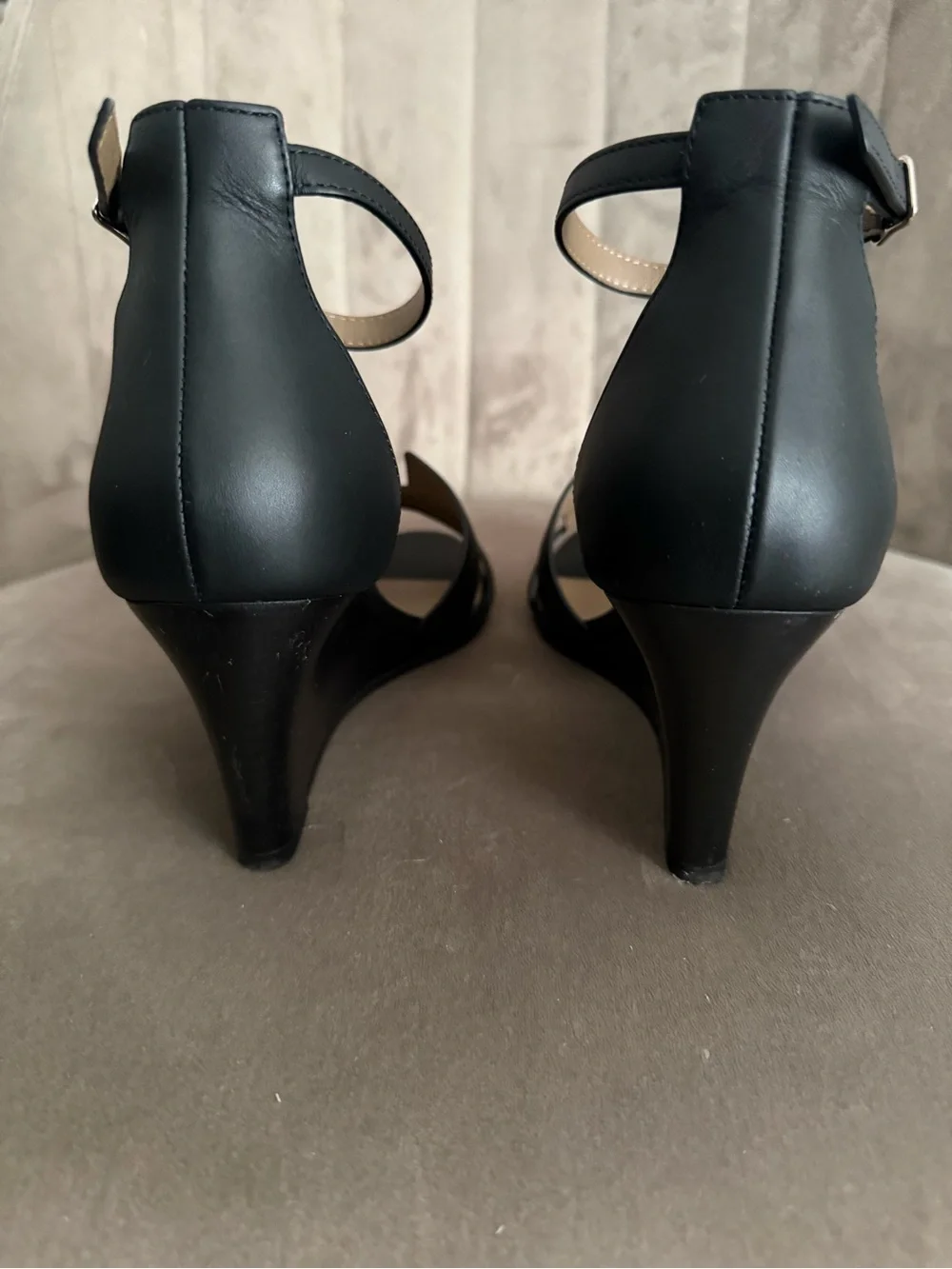 Hermes Oasis  Black Leather Cutout Ankle-Strap Sandals